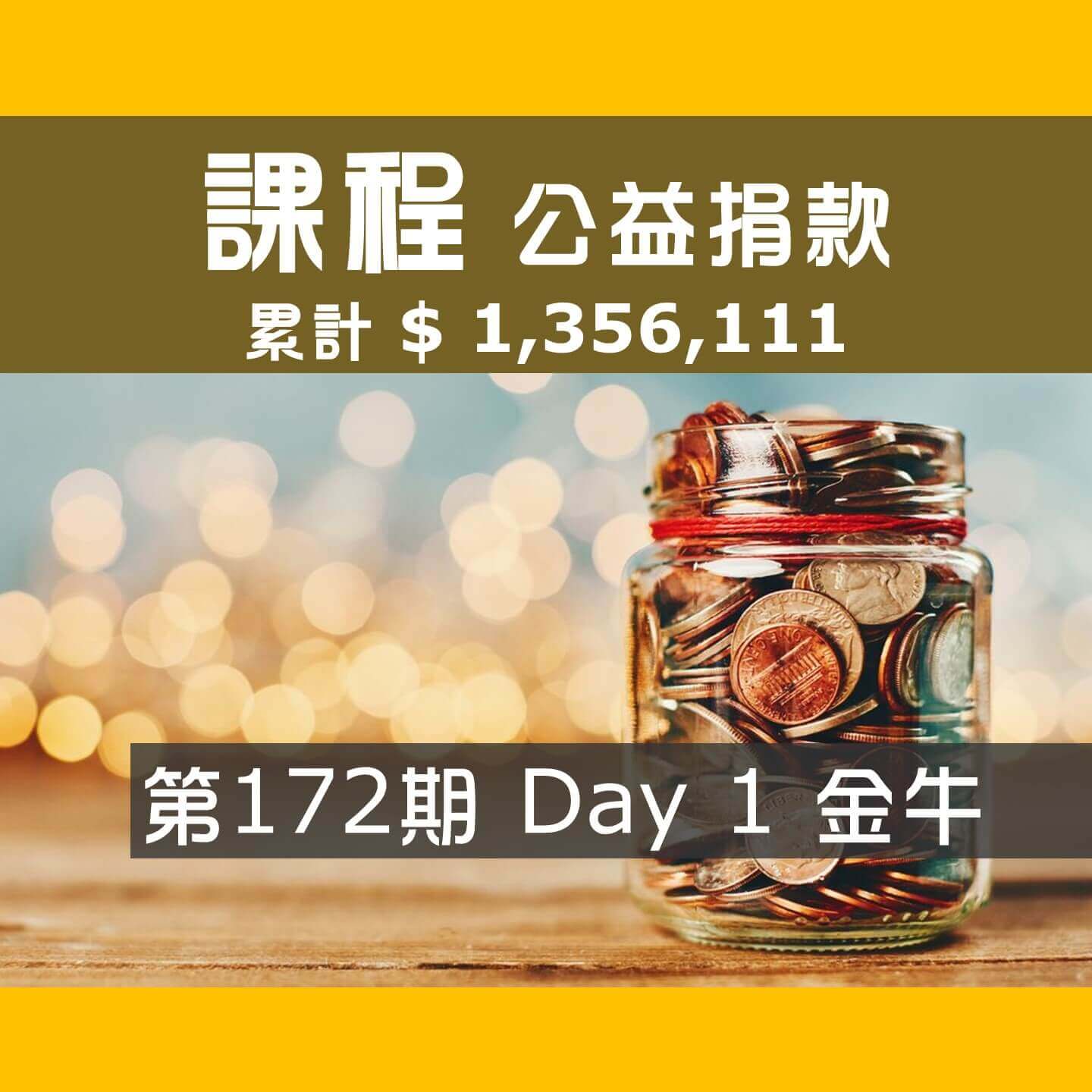 No.235:2022.12.03 第172期 Day 1 冠軍隊【金牛】愛心已送出，累計捐款1,356,111元，感謝大家