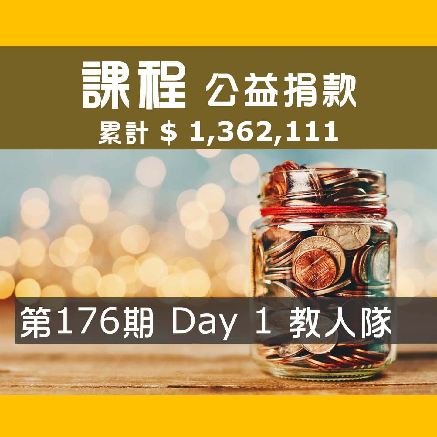 No.237:2023.01.07 第176期 Day 1 冠軍隊【教人隊】愛心已送出，累計捐款1,362,111元，感謝大家