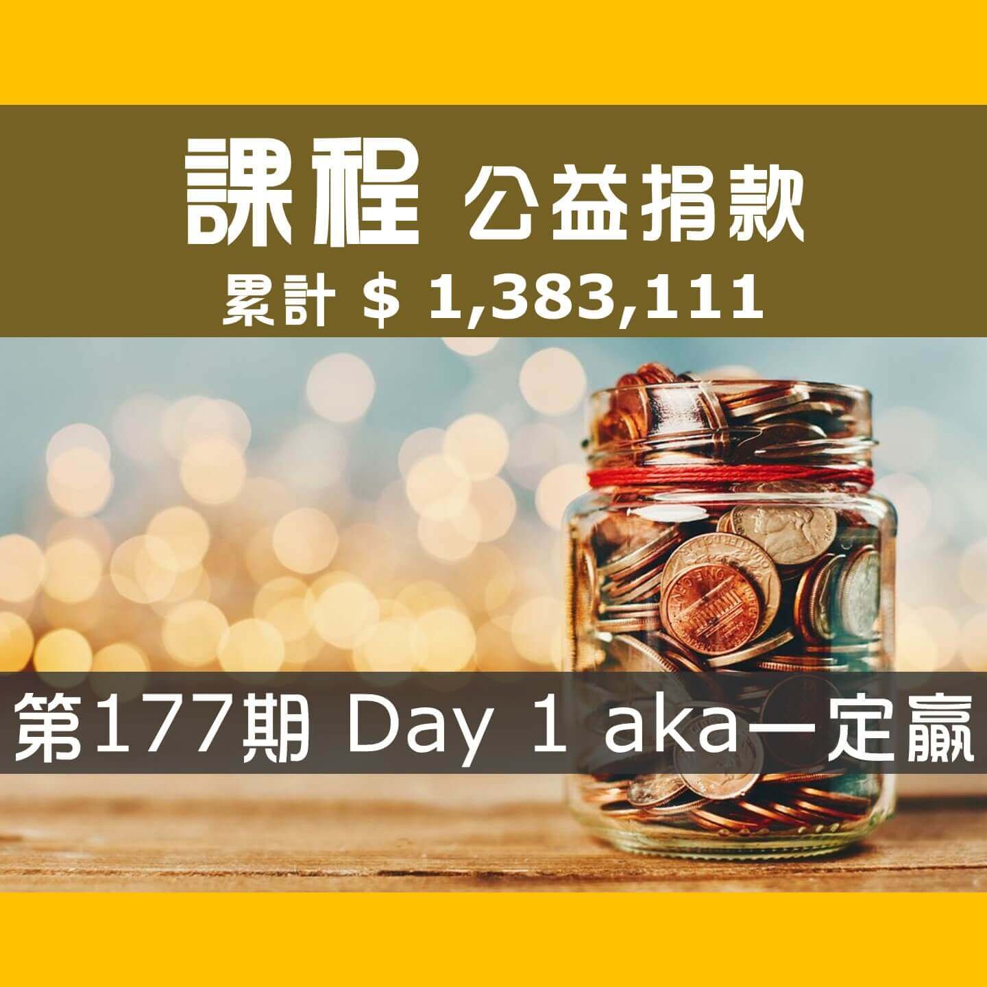 No.240:2023.02.11 第177期 Day 1 冠軍隊【aka一定贏】愛心已送出，累計捐款1,383,111元，感謝大家