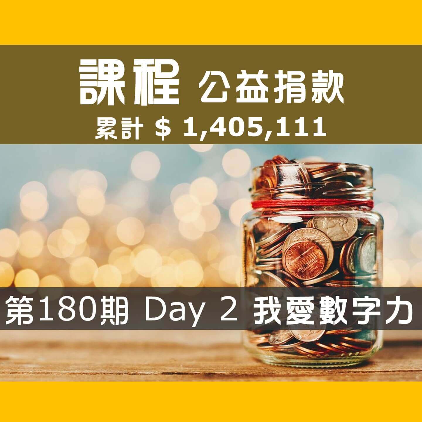 No.247: 2023.05.21 第180期 Day 2 冠軍隊【我愛數字力】愛心已送出，累計捐款1,405,111元，感謝大家