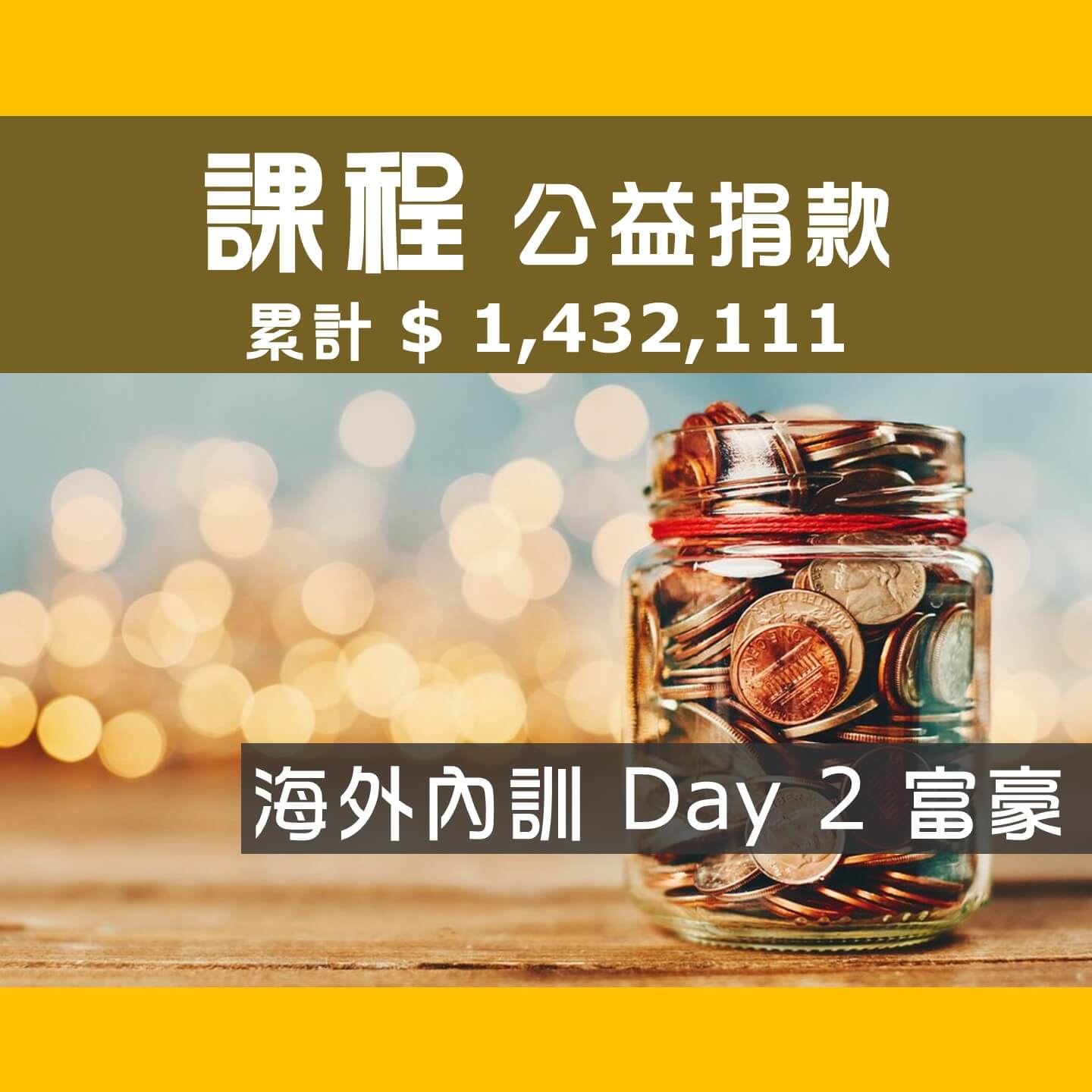 No.252:2023.07.29 海外內訓 Day 2 冠軍隊【富豪】愛心已送出，累計捐款1,432,111元，感謝大家