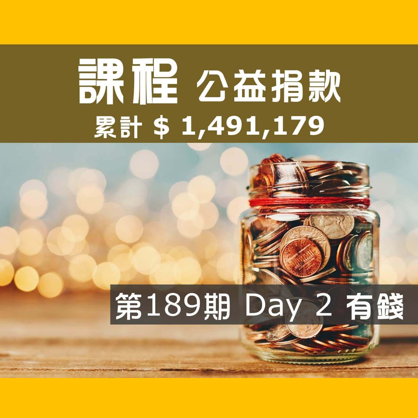 No.271:2024.05.19 第189期 Day 2 冠軍隊【有錢】愛心已送出，累計捐款1,491,179元，感謝大家