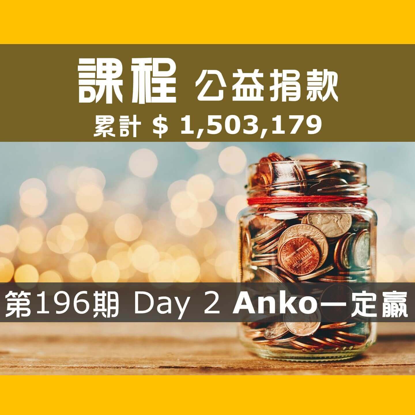 No.275:2024.08.22 第196期 Day 2 冠軍隊【Anko一定贏】愛心已送出，累計捐款1,503,179元，感謝大家
