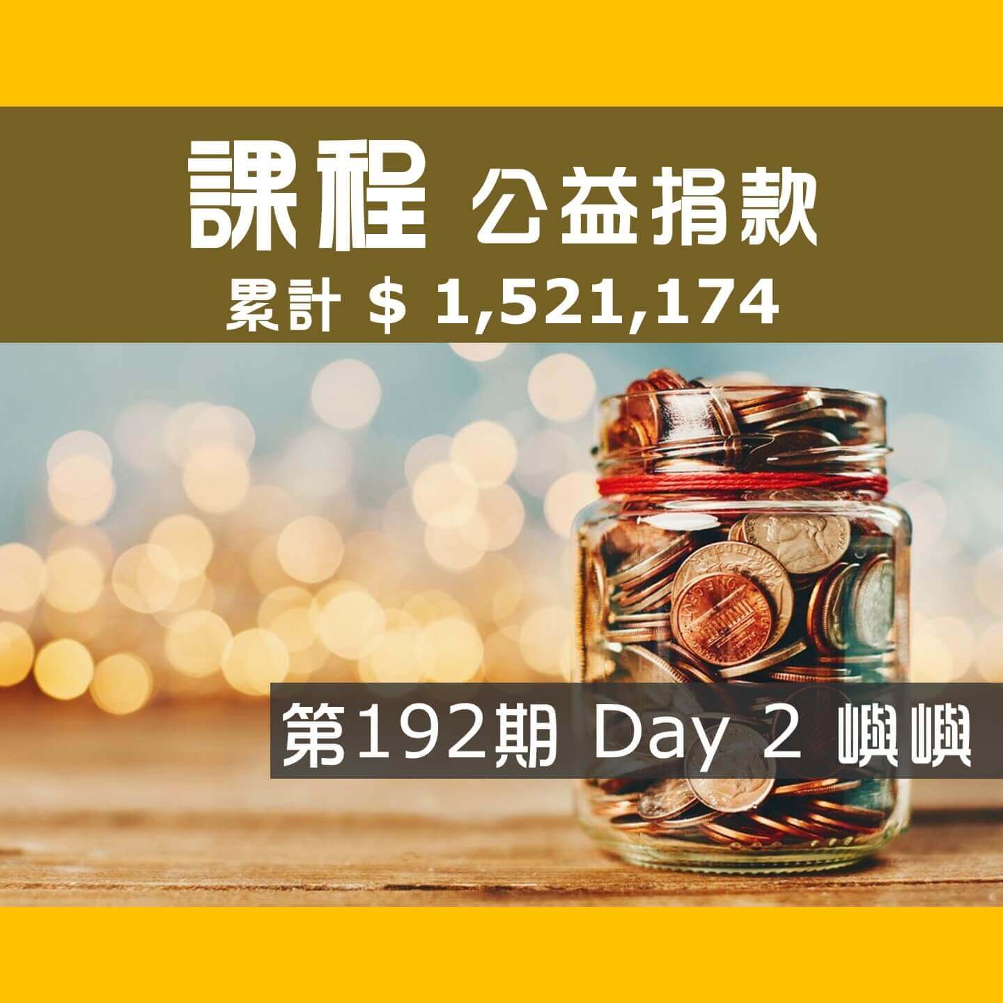 No.281:2024.10.31 第192期 Day 2 冠軍隊【嶼嶼】愛心已送出，累計捐款1,521,174，感謝大家