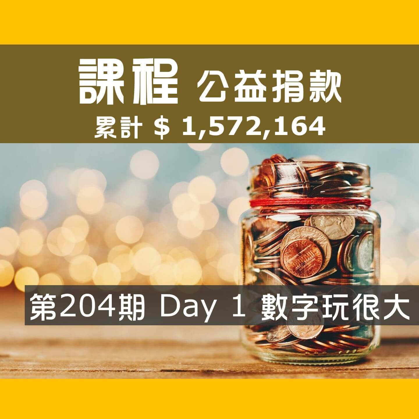 No.298:2025.06.28 第204期 Day 1 冠軍隊【數字玩很大】愛心已送出，累計捐款1,572,164元，感謝大家