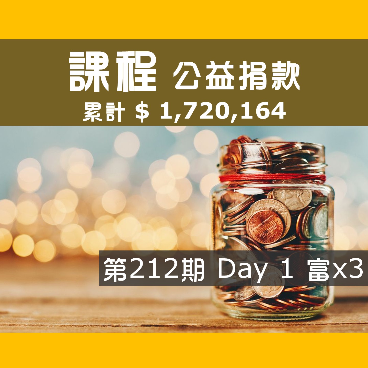 No.315: 2026.01.24第212期 Day 1冠軍隊【富X3】愛心已送出，累計捐款1,720,164元，感謝大家